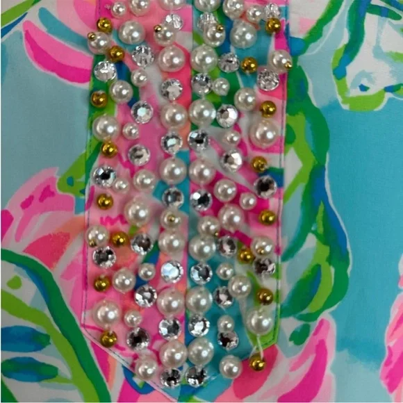 Lilly Pulitzer Eleanor Silk Dress with beaded detail XL - Picture 4 of 6